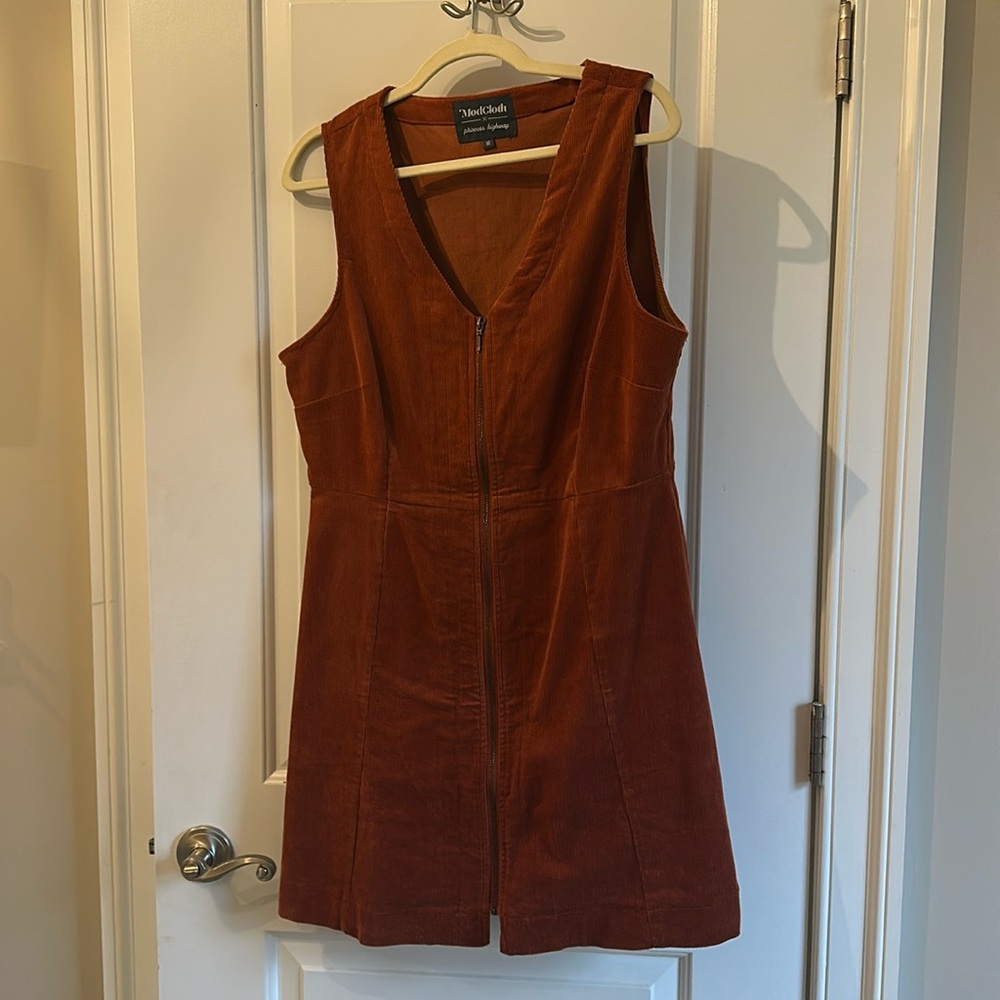 Modcloth x Princess Highway Corduroy Pinafore Dress size 14 Burnt Orange
